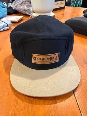 Two-Tone Black and Tan Vintage Patch Camper Hat